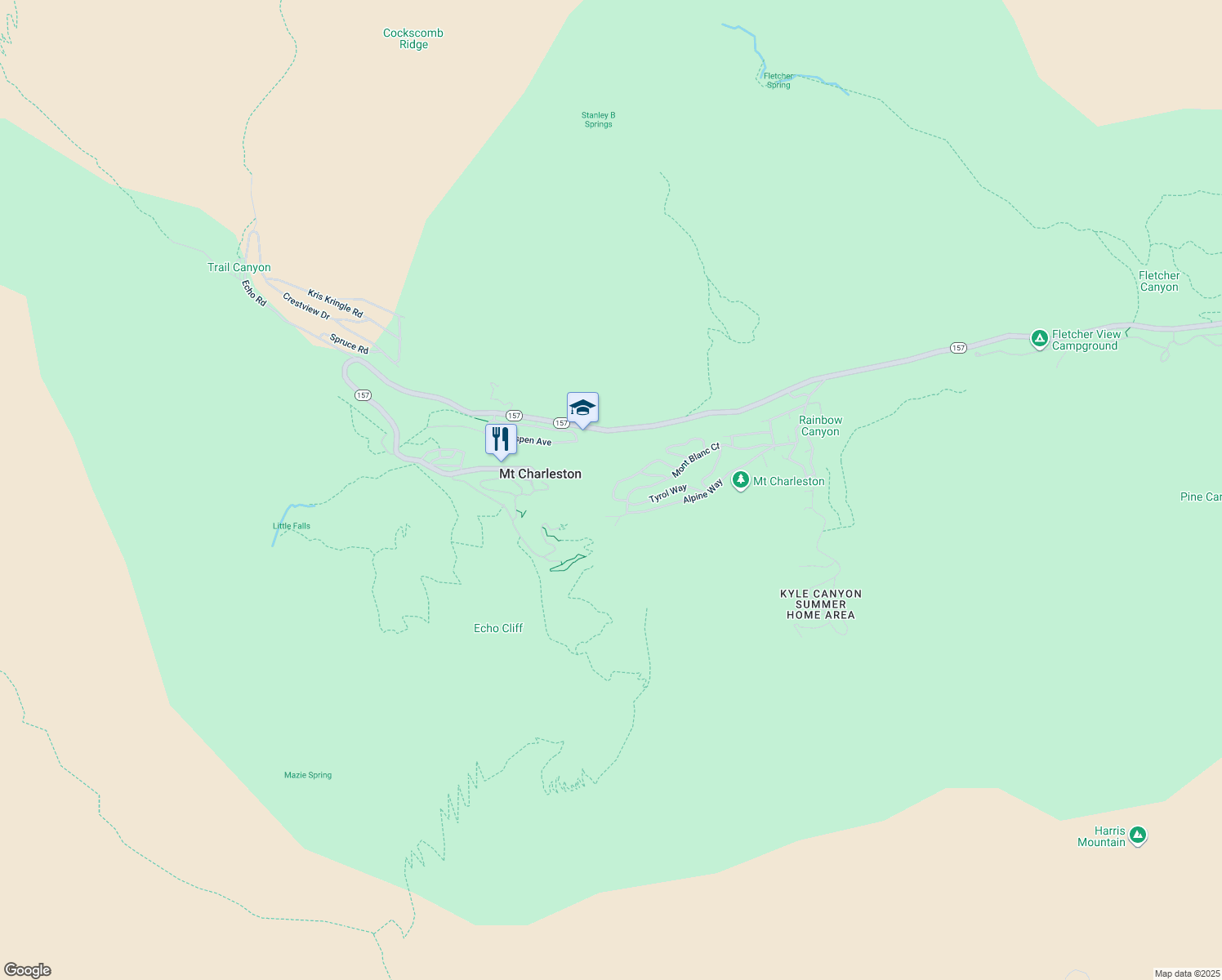 map of restaurants, bars, coffee shops, grocery stores, and more near 2 Matterhorn Way in Henderson