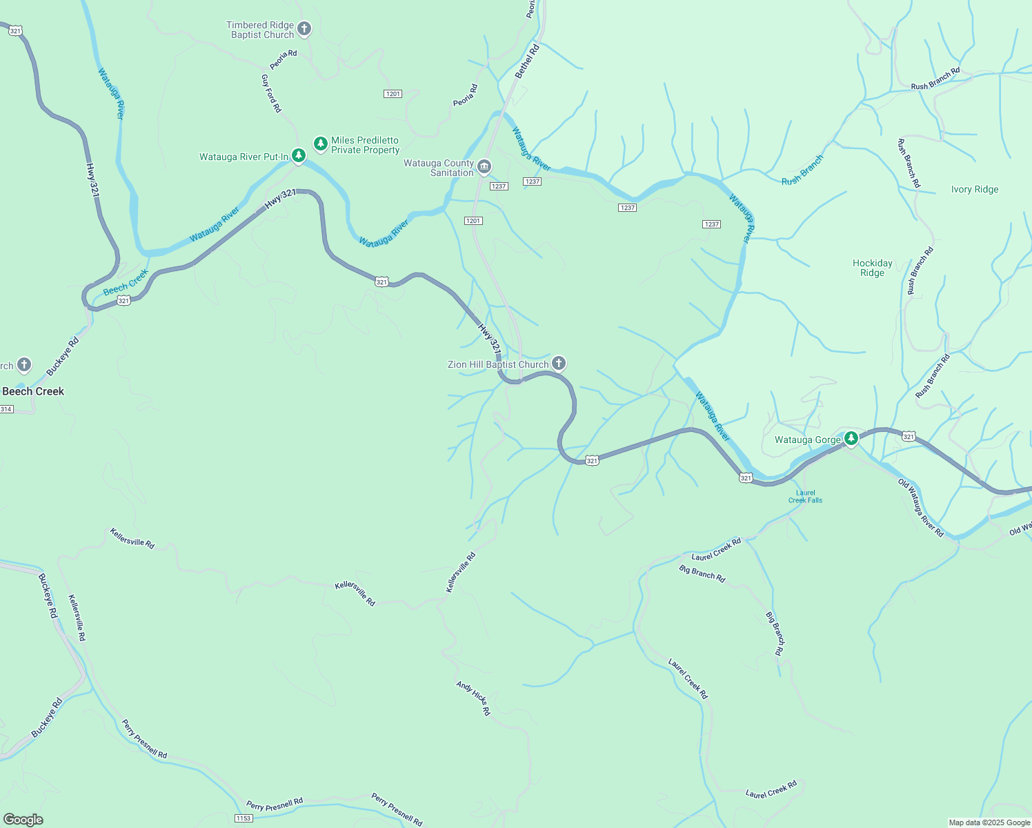 map of restaurants, bars, coffee shops, grocery stores, and more near 291 Kellersville Road in Banner Elk