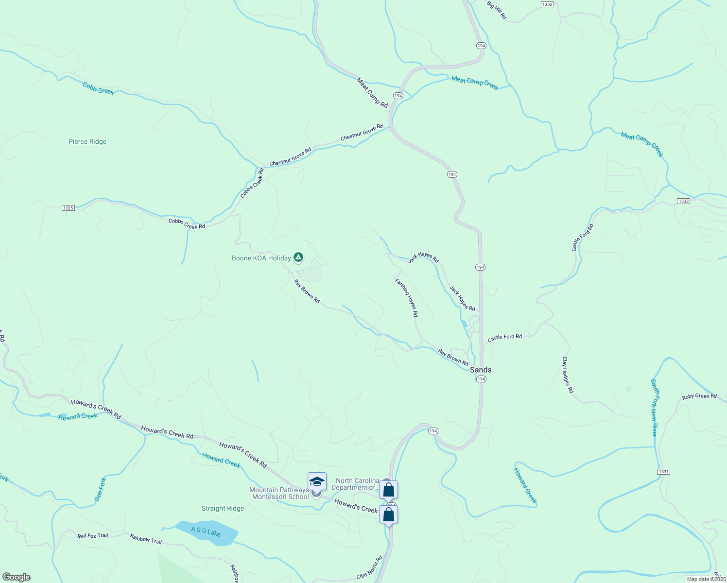 map of restaurants, bars, coffee shops, grocery stores, and more near 344 Mustard Field Road in Boone