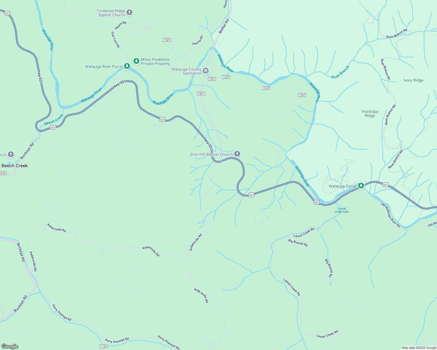map of restaurants, bars, coffee shops, grocery stores, and more near 291 Kellersville Road in Banner Elk