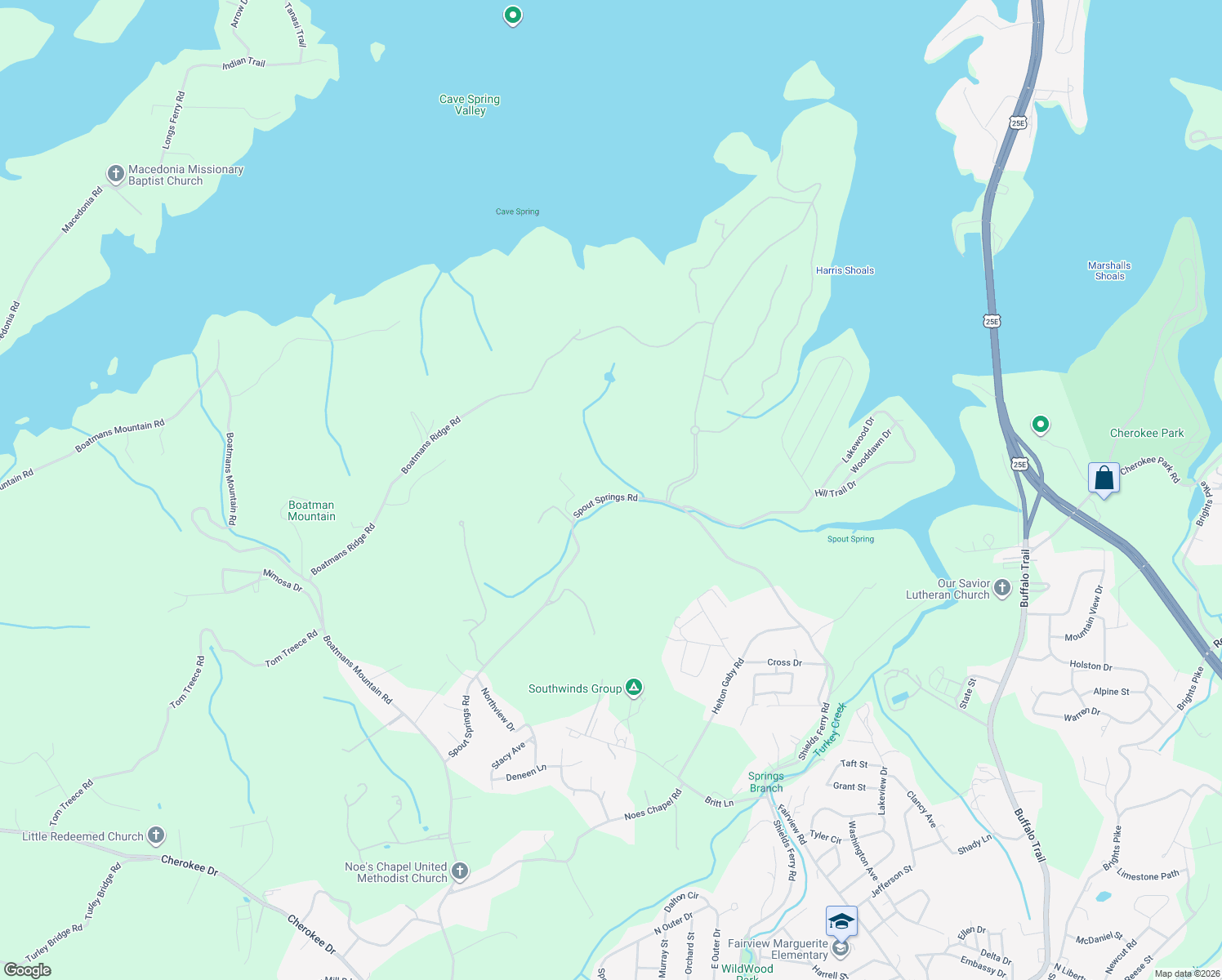 map of restaurants, bars, coffee shops, grocery stores, and more near 1701 Spout Springs Road in Morristown