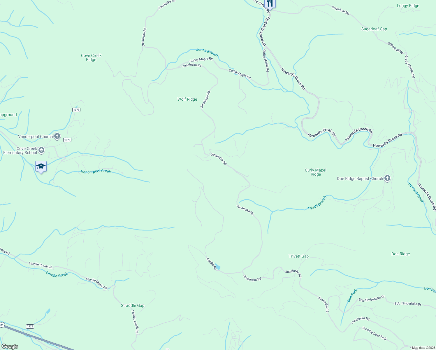map of restaurants, bars, coffee shops, grocery stores, and more near 100 Horizon Lane in Boone