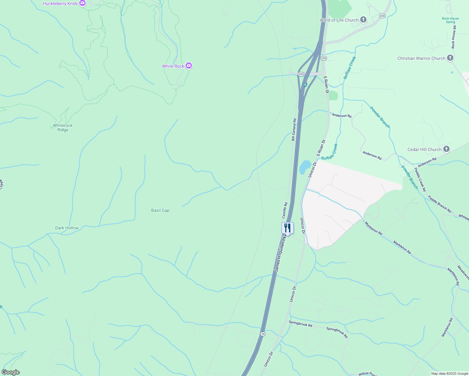map of restaurants, bars, coffee shops, grocery stores, and more near 173 Sutphin Road in Johnson City