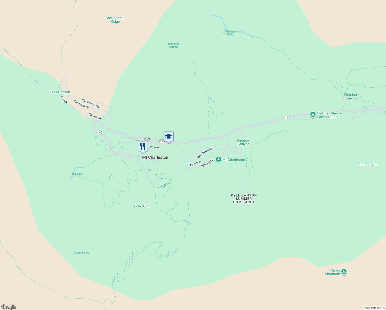 map of restaurants, bars, coffee shops, grocery stores, and more near 2 Matterhorn Way in Henderson
