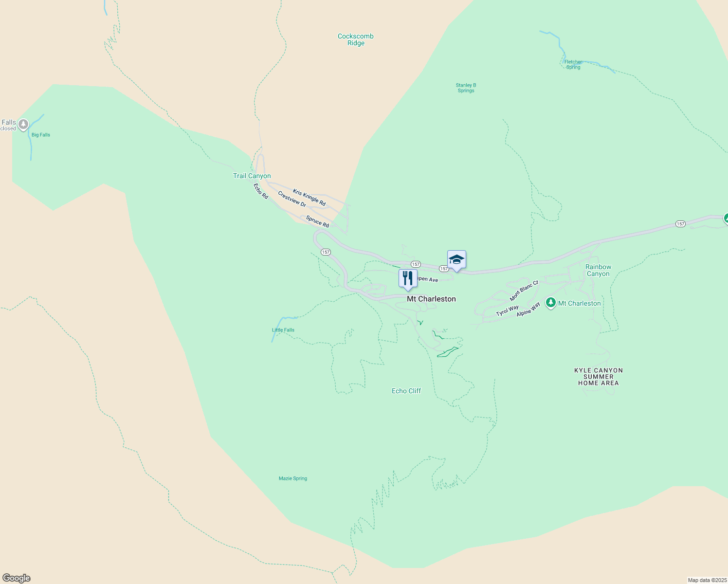 map of restaurants, bars, coffee shops, grocery stores, and more near 4830 Silver Tip Trail in Mount Charleston