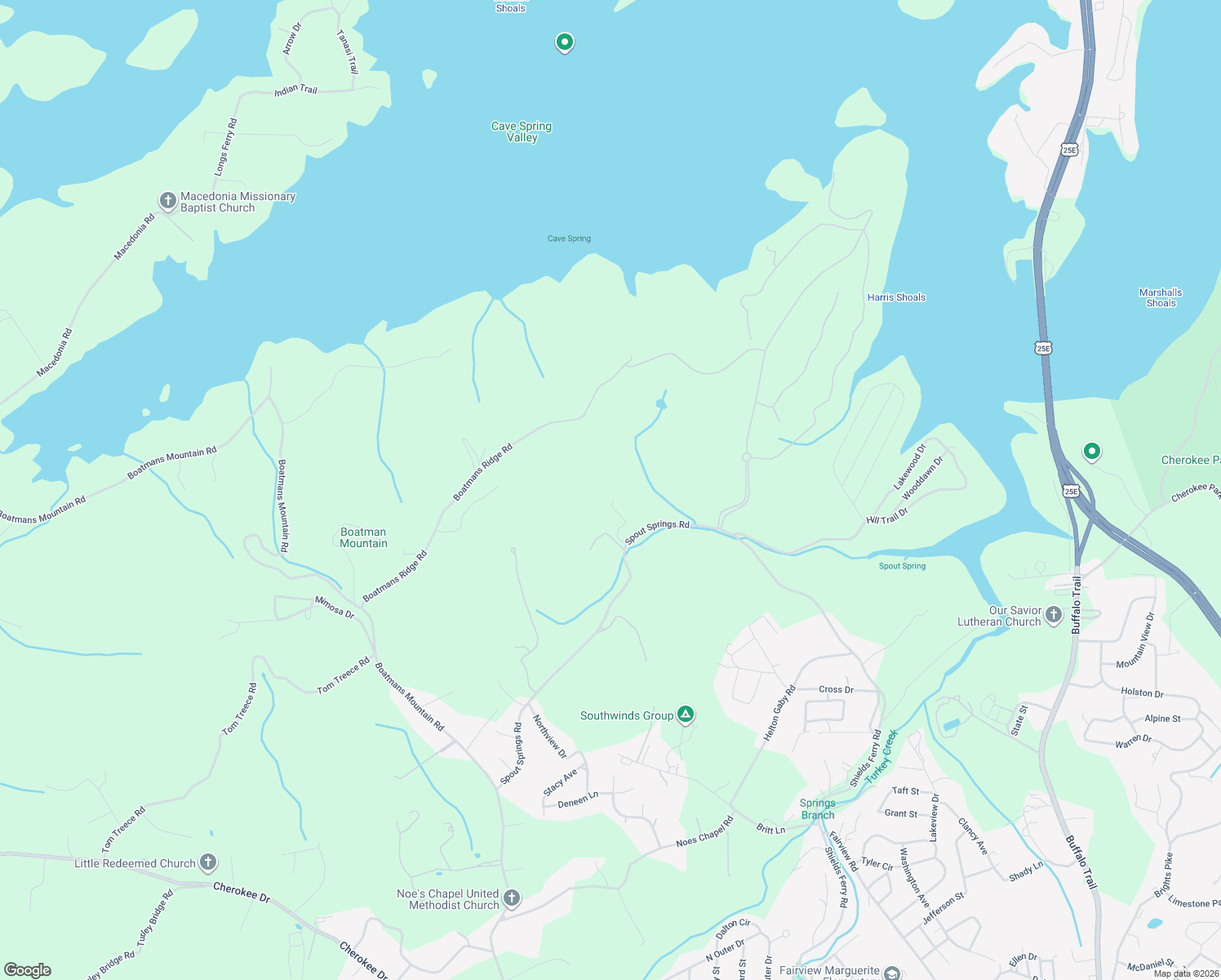 map of restaurants, bars, coffee shops, grocery stores, and more near 1701 Spout Springs Road in Morristown