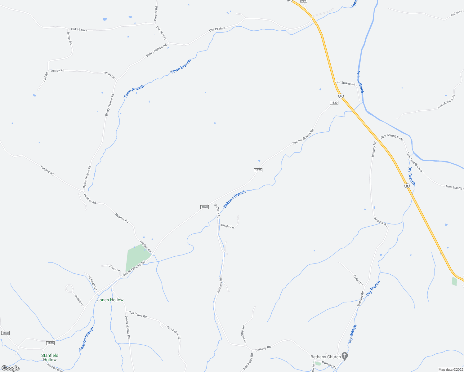 map of restaurants, bars, coffee shops, grocery stores, and more near 770 Salmon Branch Road in Erin