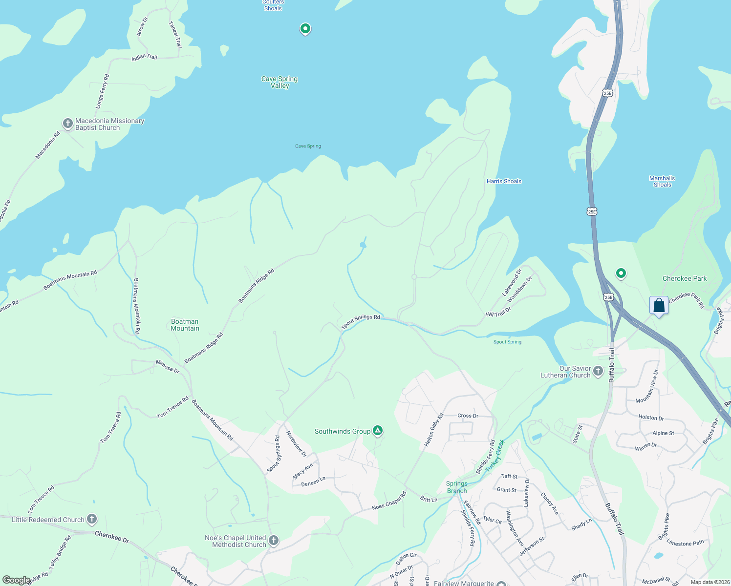 map of restaurants, bars, coffee shops, grocery stores, and more near 1701-1881 Spout Springs Road in Morristown