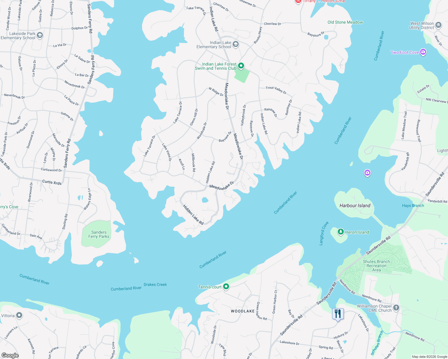 map of restaurants, bars, coffee shops, grocery stores, and more near 103 High Point Anchorage in Hendersonville