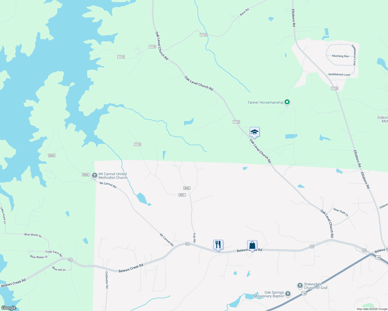 map of restaurants, bars, coffee shops, grocery stores, and more near 9054 Osage Road in Stokesdale