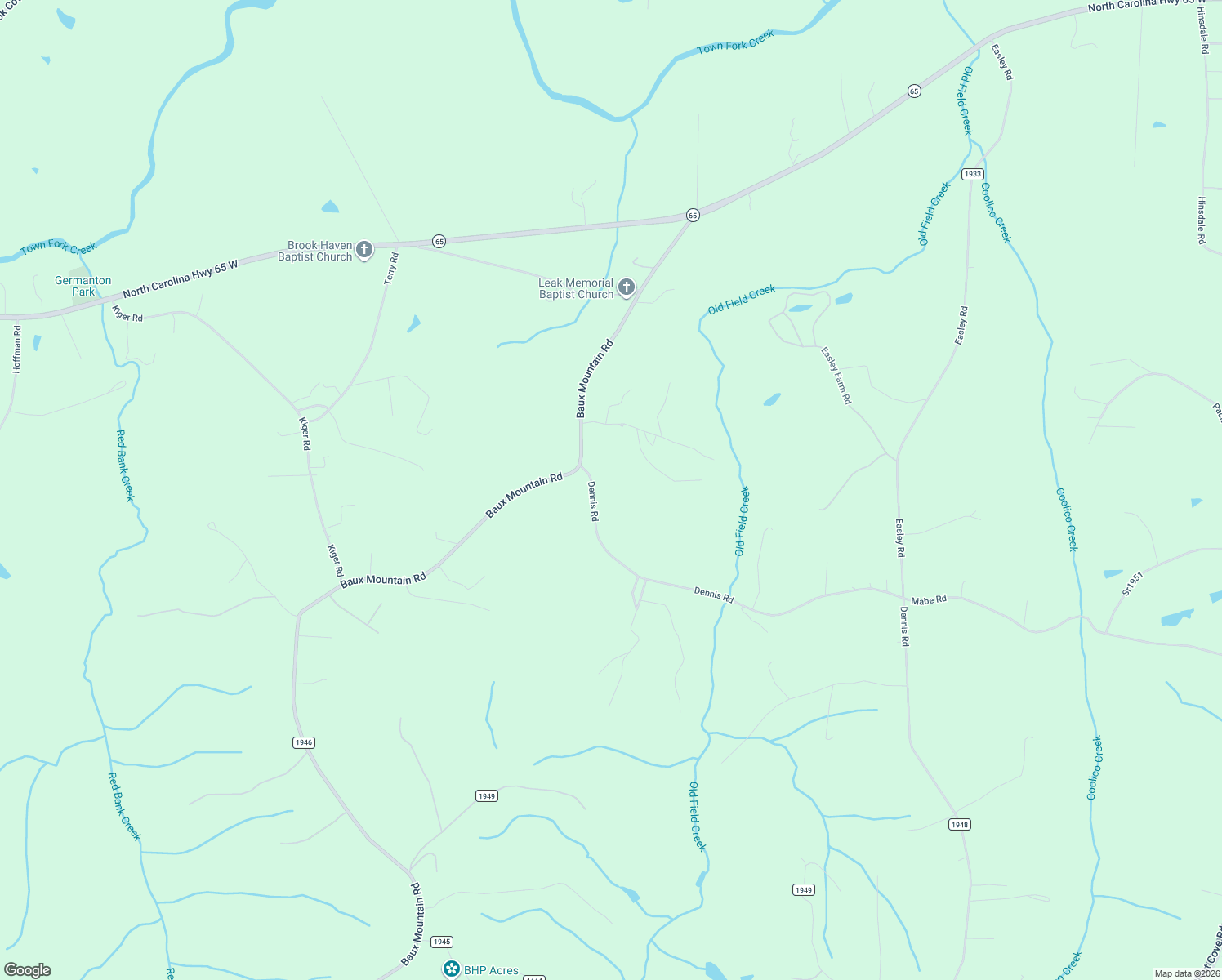 map of restaurants, bars, coffee shops, grocery stores, and more near 8935 Dennis Road in Germanton