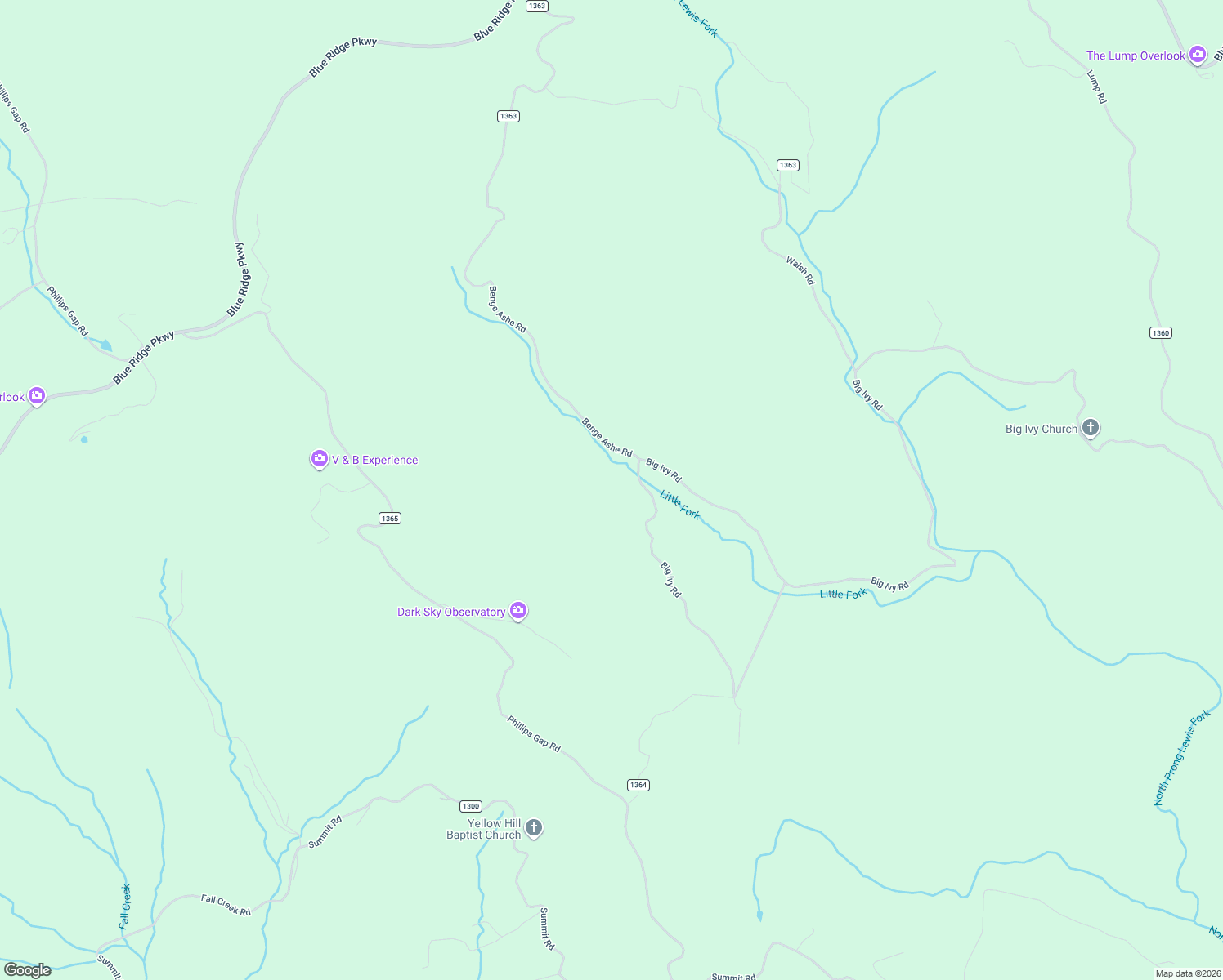 map of restaurants, bars, coffee shops, grocery stores, and more near 5600 Big Ivy Road in Purlear