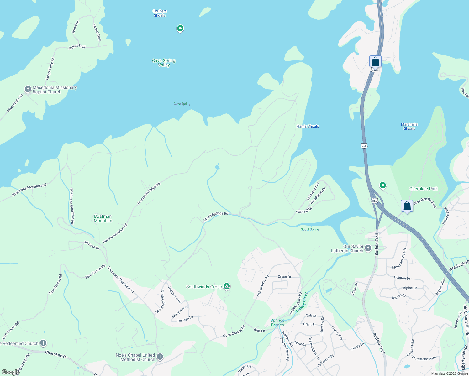 map of restaurants, bars, coffee shops, grocery stores, and more near 2799 Dawns Trce in Morristown