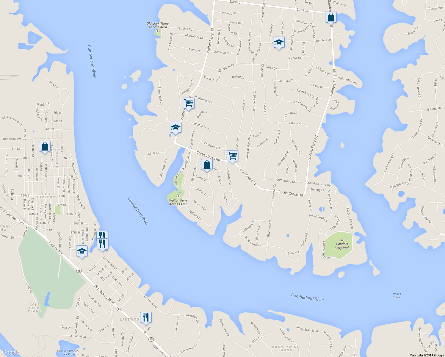 map of restaurants, bars, coffee shops, grocery stores, and more near 105 Elissa Dr in Hendersonville