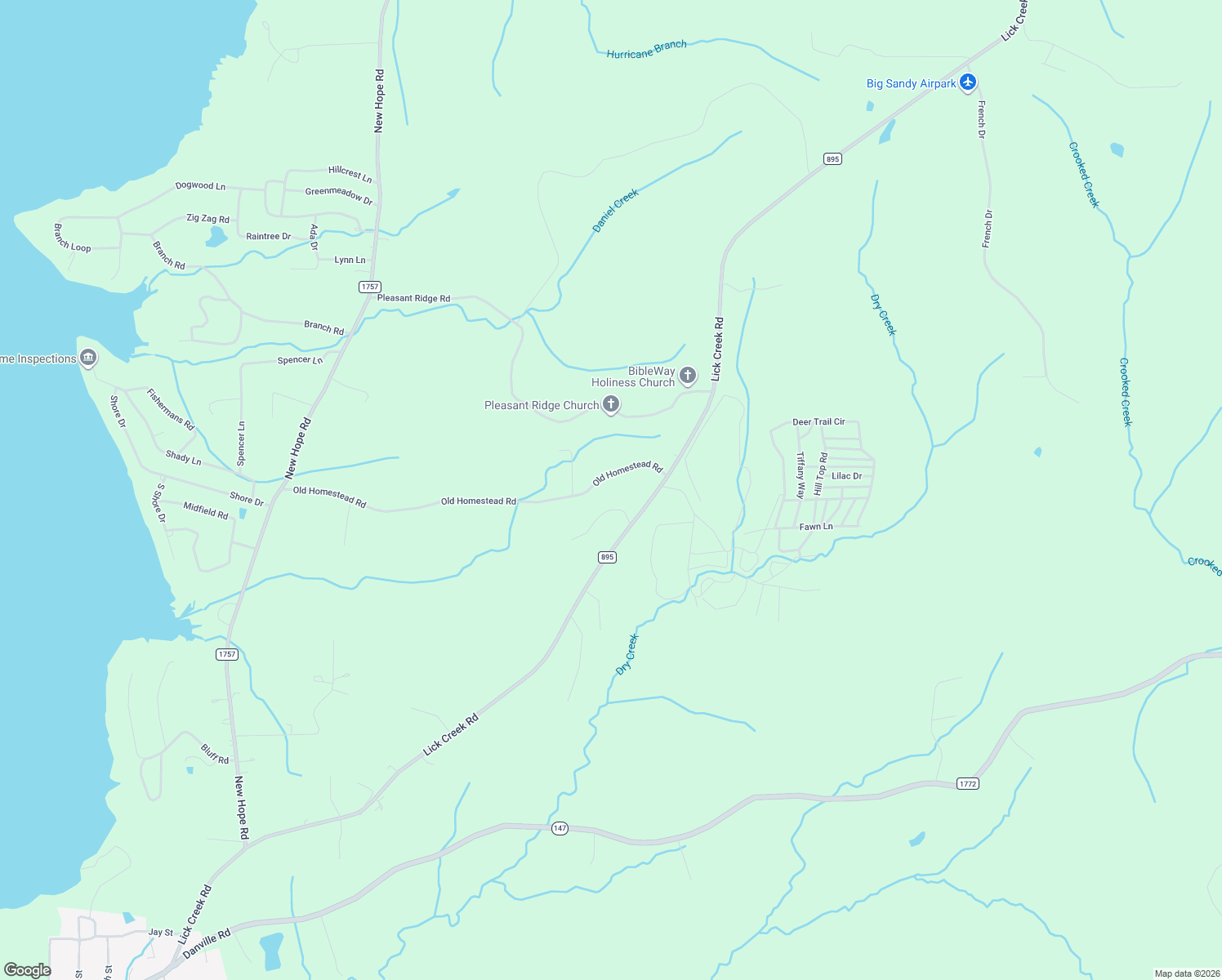 map of restaurants, bars, coffee shops, grocery stores, and more near 197 Old Homestead Road in Big Sandy