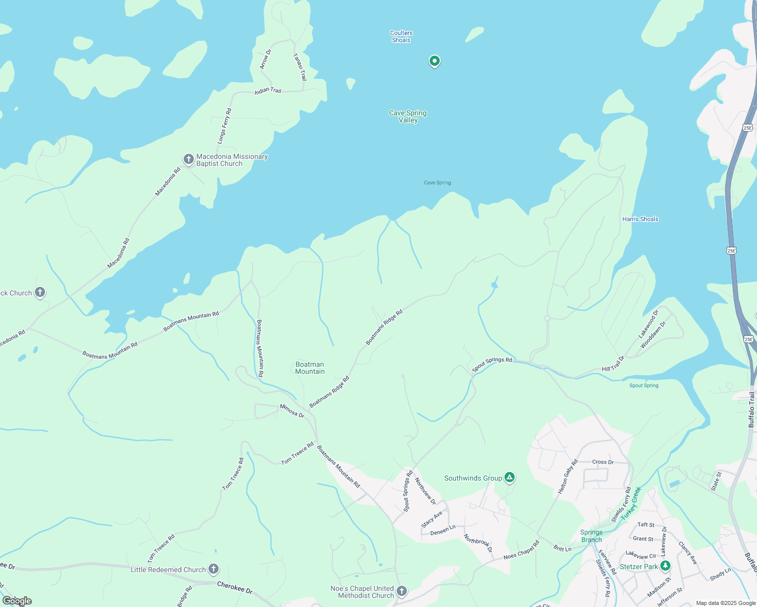 map of restaurants, bars, coffee shops, grocery stores, and more near 1845 Boatmans Ridge Road in Morristown