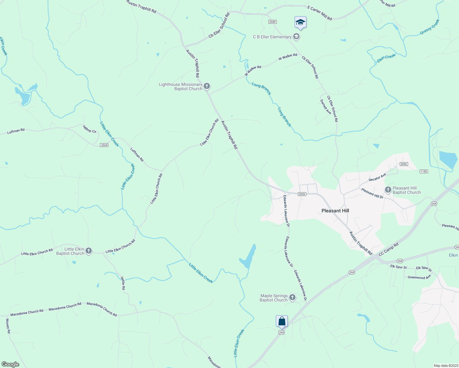 map of restaurants, bars, coffee shops, grocery stores, and more near Traphill Road in Wilkes County