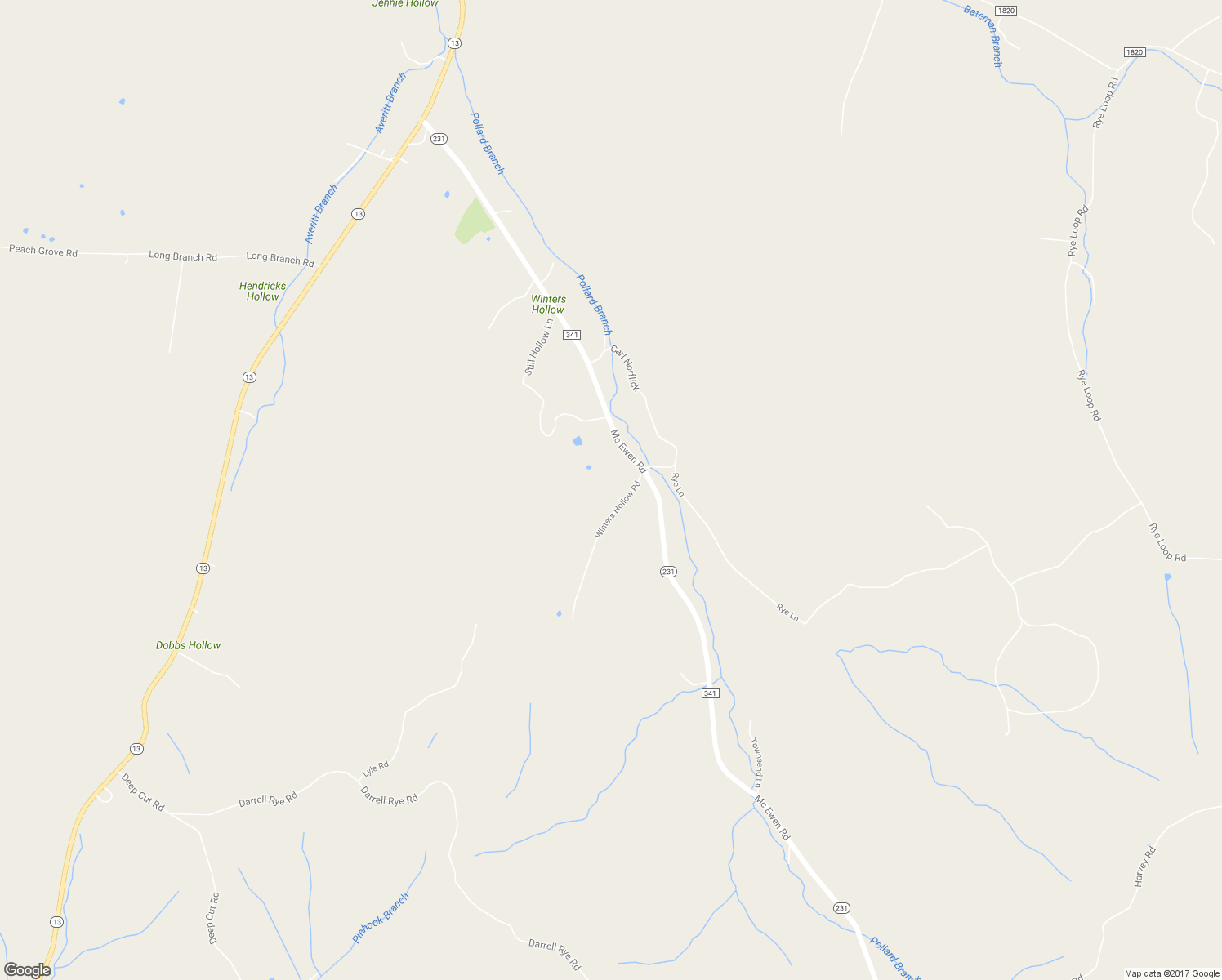 map of restaurants, bars, coffee shops, grocery stores, and more near 116 Winters Hollow Road in Erin
