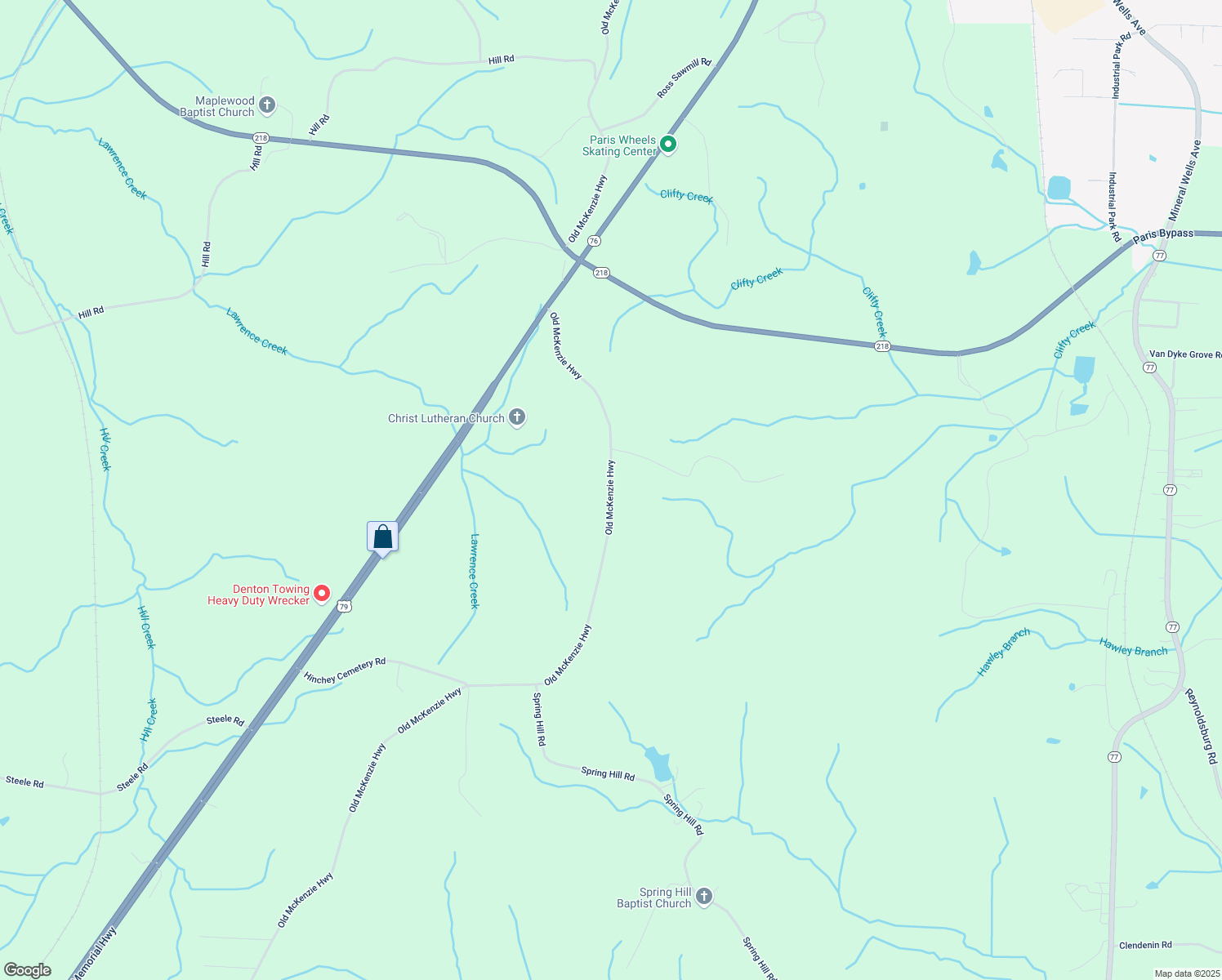 map of restaurants, bars, coffee shops, grocery stores, and more near 1691 Old McKenzie Highway in Paris