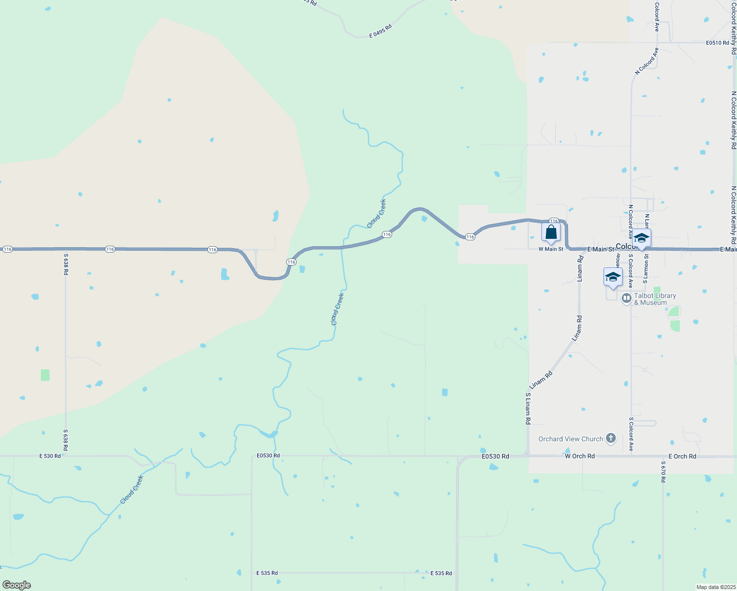 map of restaurants, bars, coffee shops, grocery stores, and more near 16273 Oklahoma 116 in Colcord