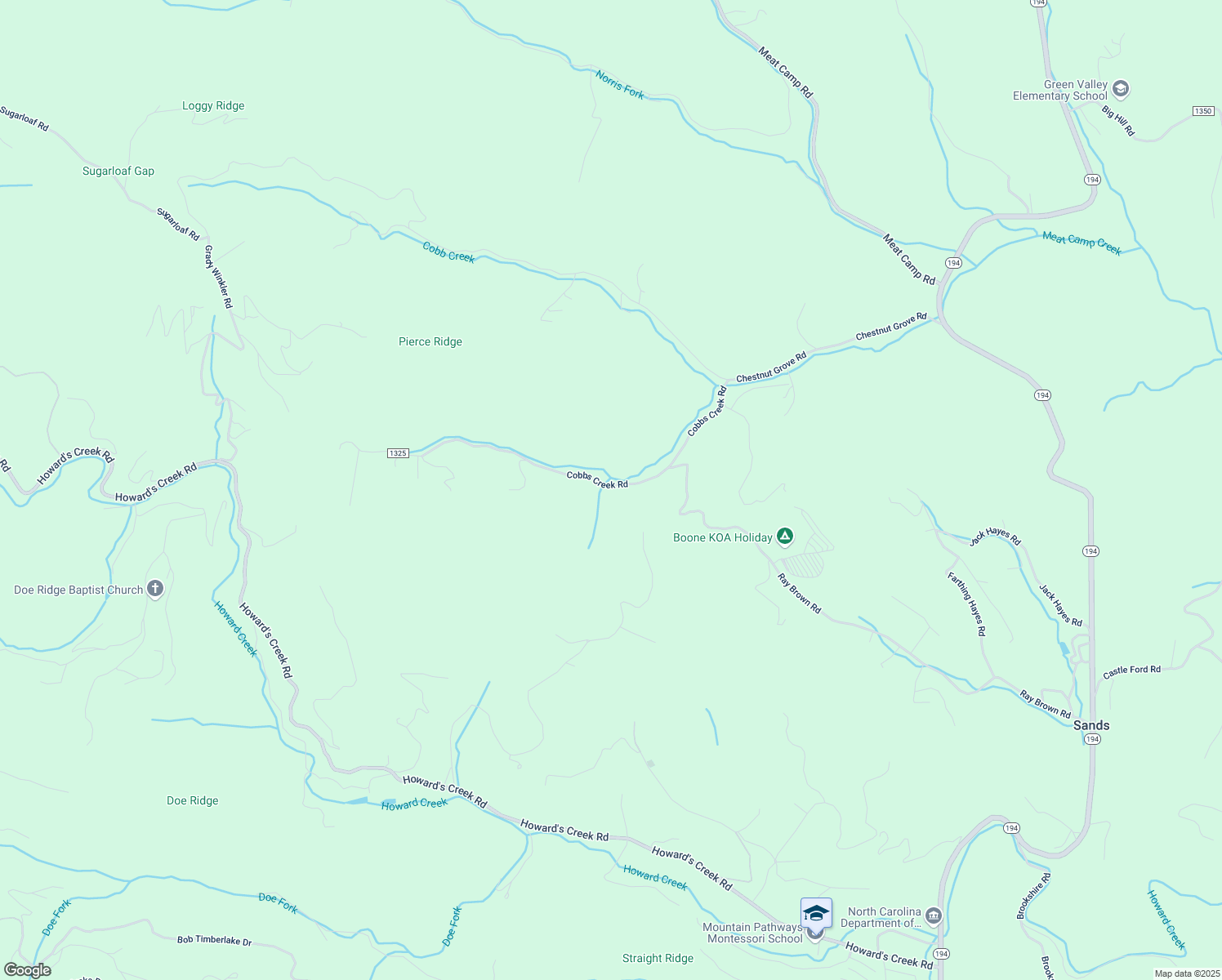 map of restaurants, bars, coffee shops, grocery stores, and more near 551 Cobbs Creek Road in Boone