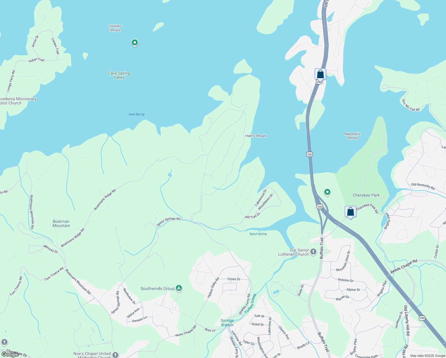map of restaurants, bars, coffee shops, grocery stores, and more near 2057 Edgewater Sound in Morristown