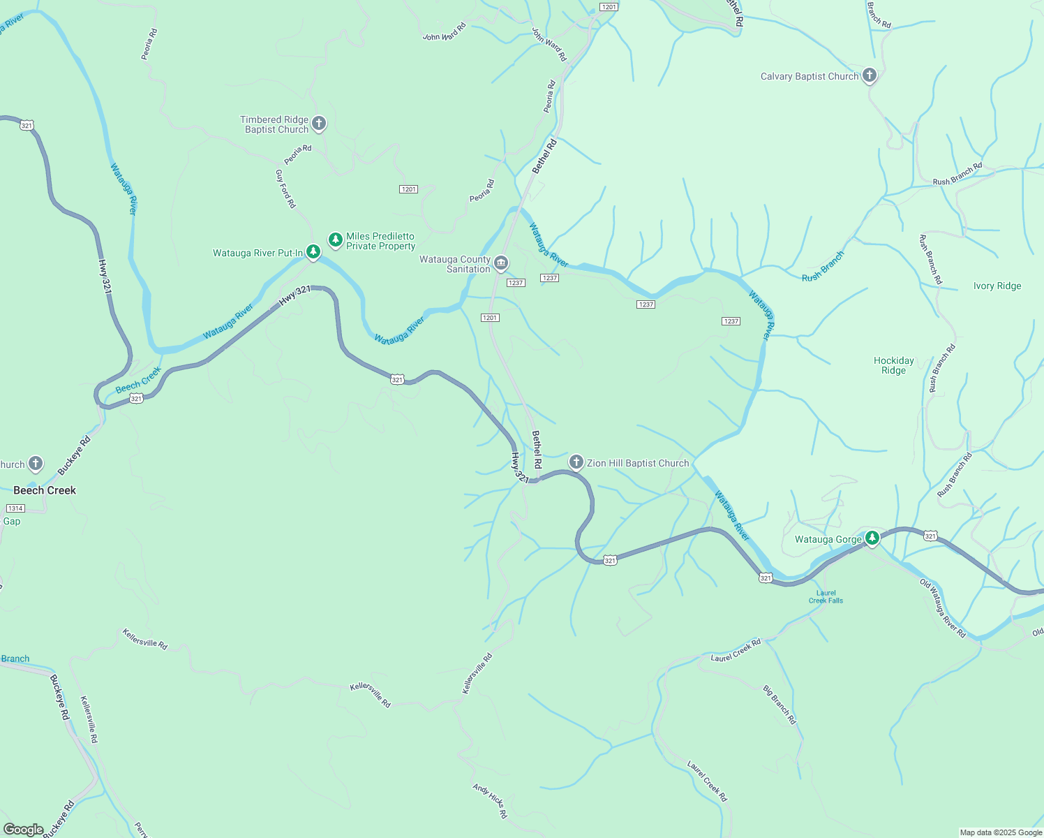 map of restaurants, bars, coffee shops, grocery stores, and more near 138 Clark Trivette Road in Watauga County