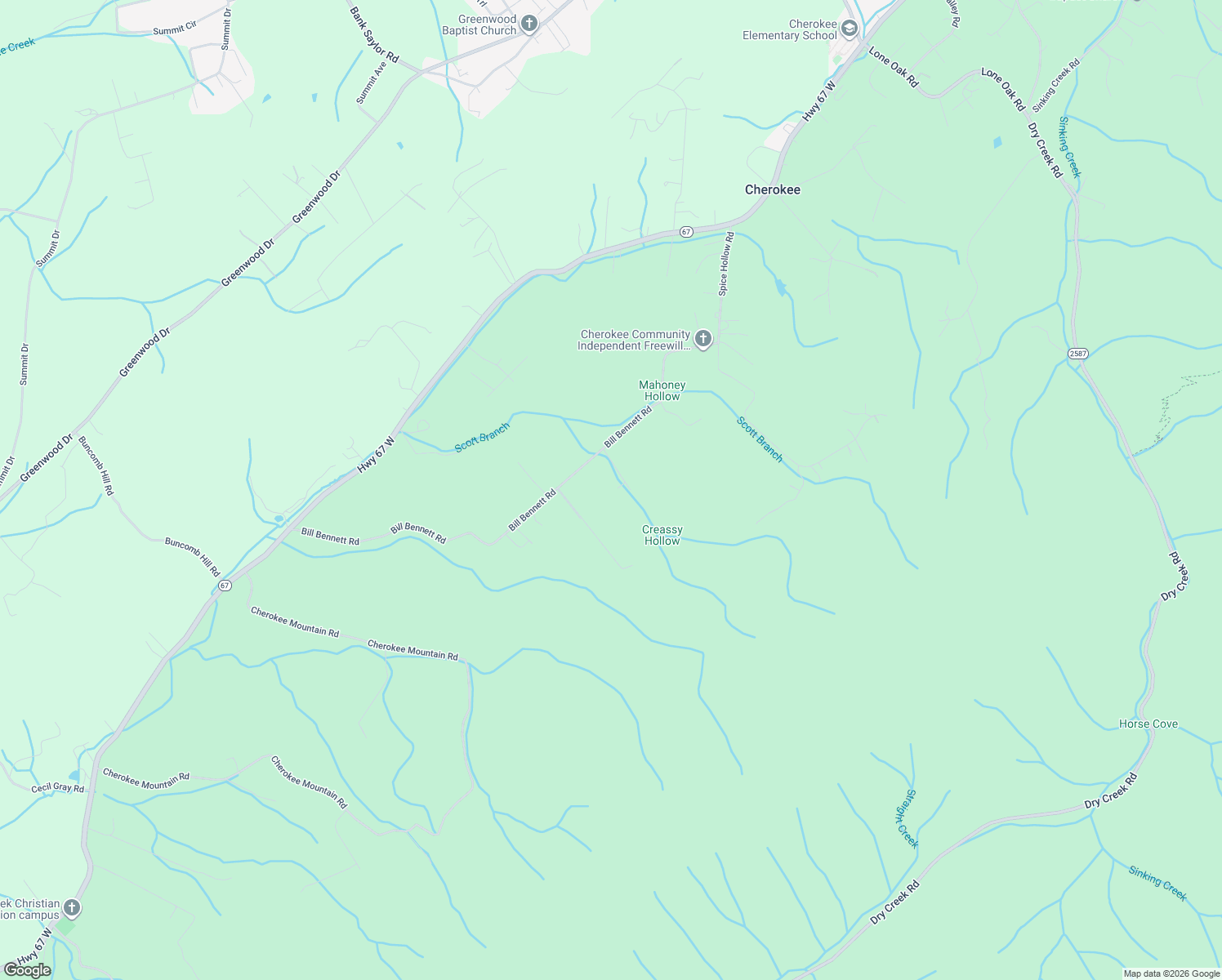 map of restaurants, bars, coffee shops, grocery stores, and more near 363 Bill Bennett Road in Johnson City