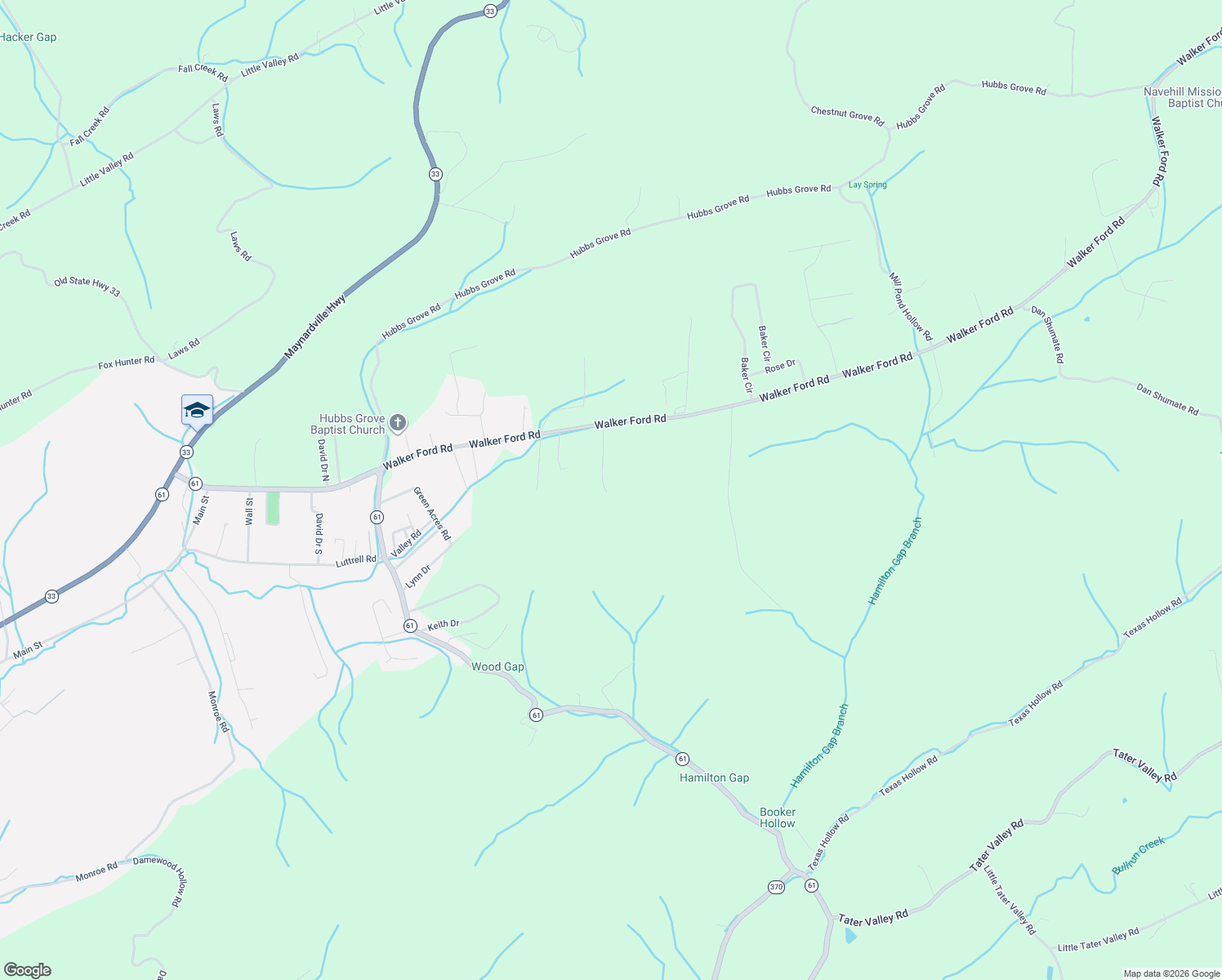 map of restaurants, bars, coffee shops, grocery stores, and more near 145 Edmondson Lane in Maynardville