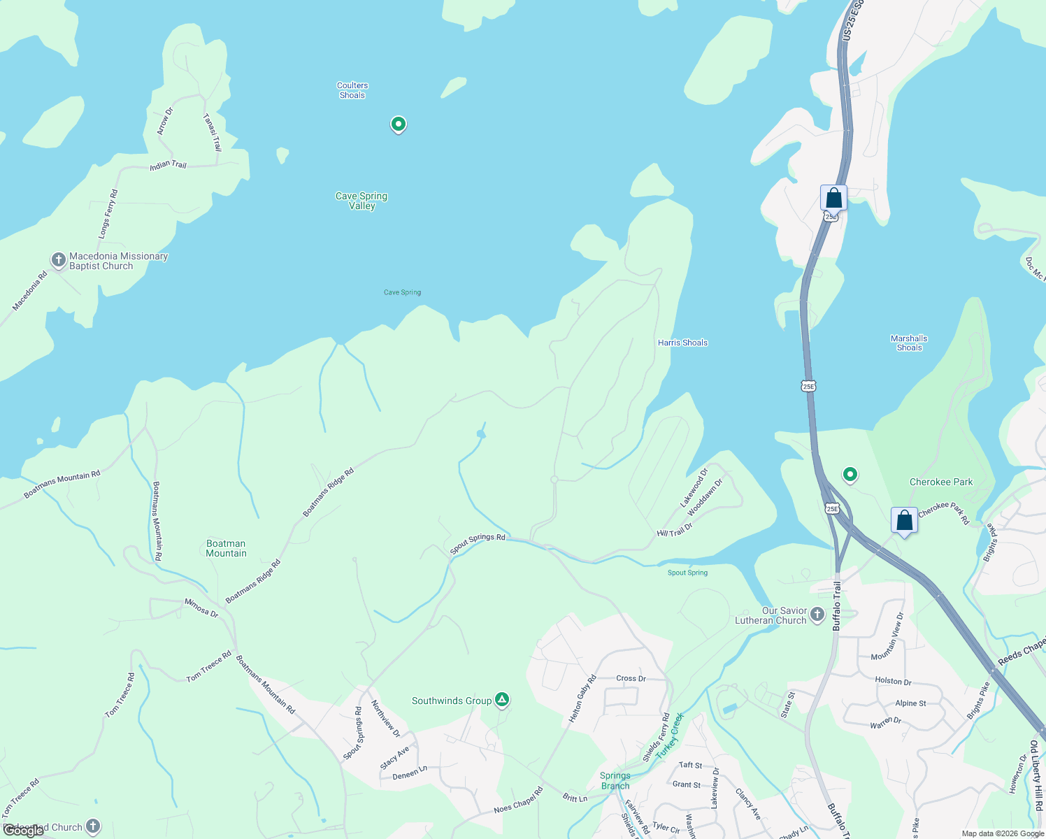 map of restaurants, bars, coffee shops, grocery stores, and more near 2799 Dawns Trce in Morristown