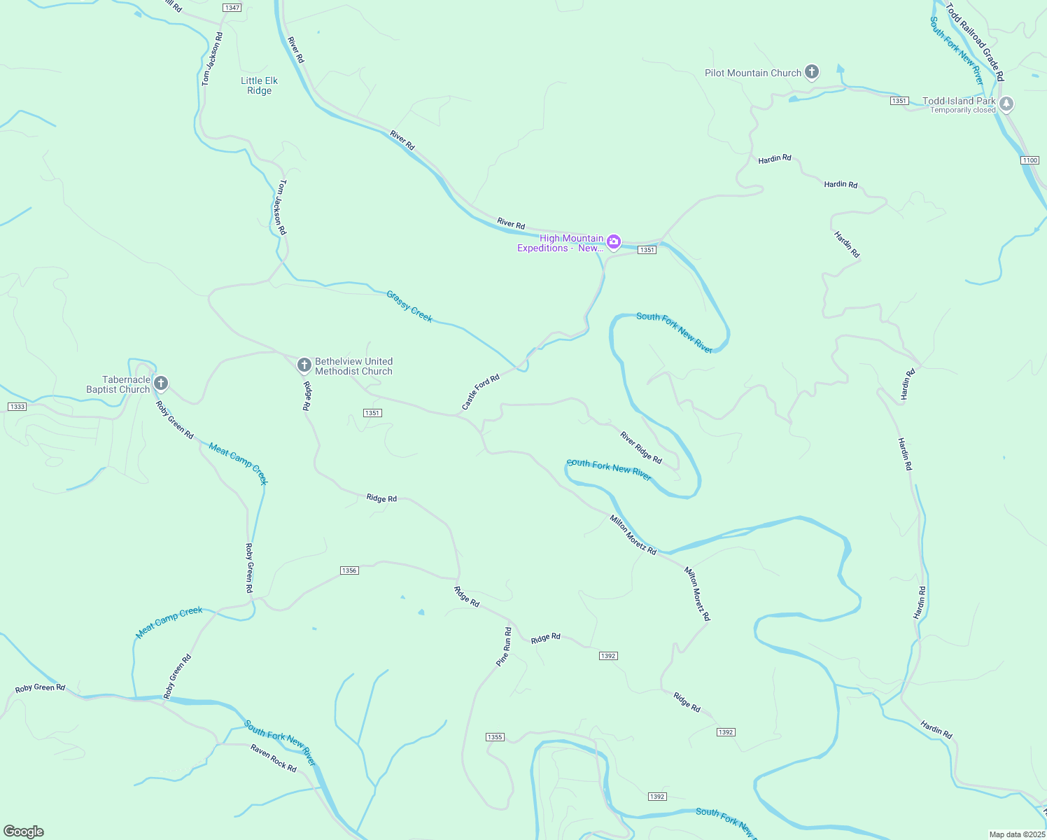 map of restaurants, bars, coffee shops, grocery stores, and more near 368 River Ridge Road in Boone