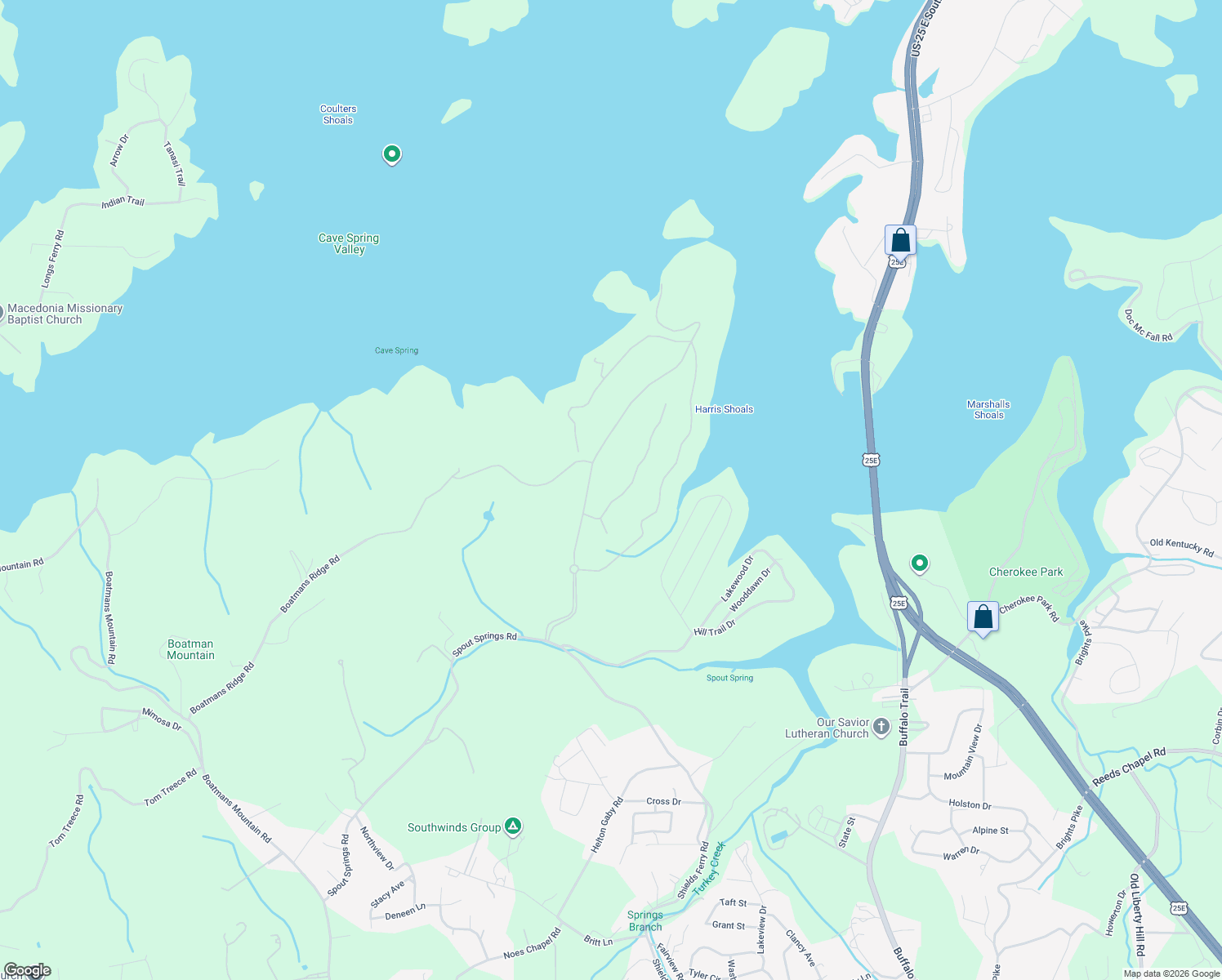 map of restaurants, bars, coffee shops, grocery stores, and more near 2417 Starboard Crest Road in Morristown