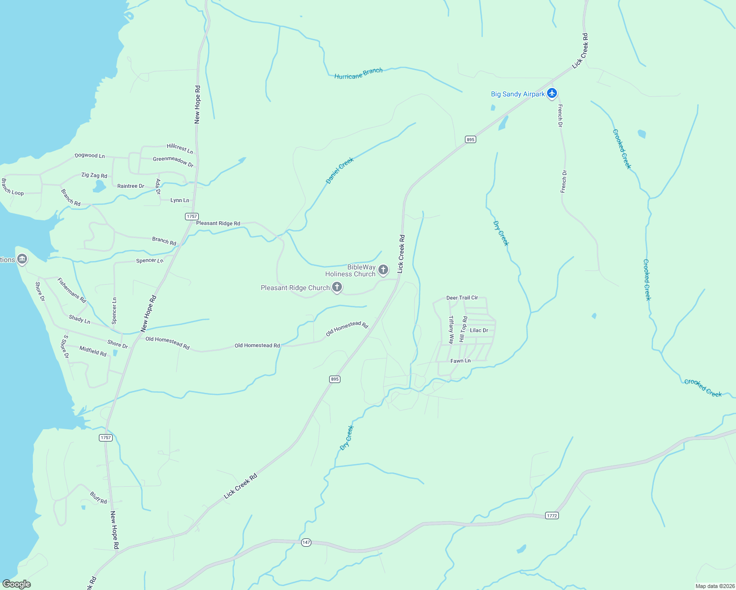 map of restaurants, bars, coffee shops, grocery stores, and more near 171 Pleasant Ridge Rd in Big Sandy