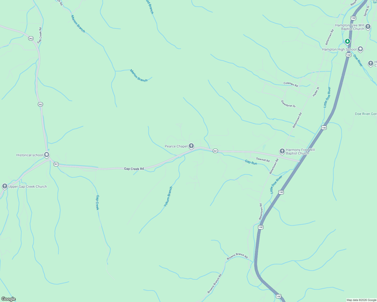 map of restaurants, bars, coffee shops, grocery stores, and more near Gap Creek Rd in Carter