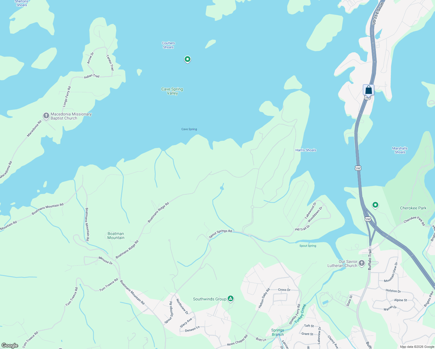 map of restaurants, bars, coffee shops, grocery stores, and more near 2201 Boatmans Ridge Road in Morristown