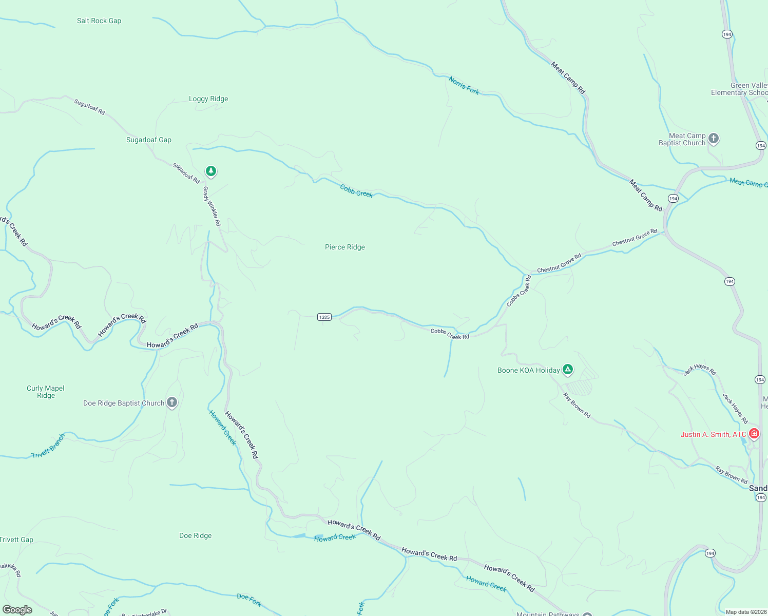 map of restaurants, bars, coffee shops, grocery stores, and more near 987 Cobbs Creek Road in Boone