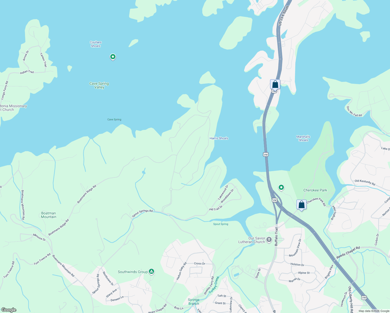 map of restaurants, bars, coffee shops, grocery stores, and more near 2447 Starboard Crest Road in Morristown