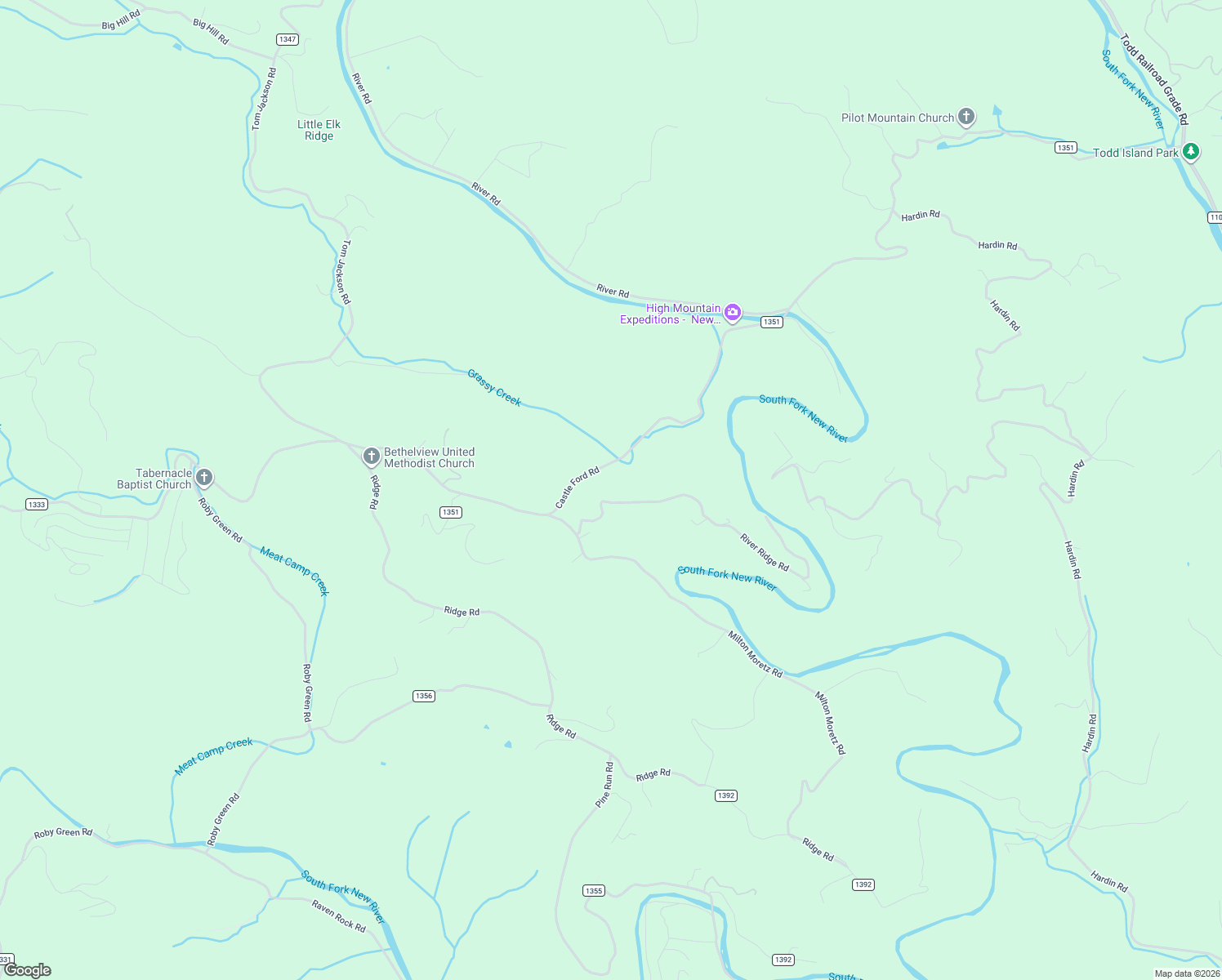 map of restaurants, bars, coffee shops, grocery stores, and more near 3767 Castle Ford Road in Boone