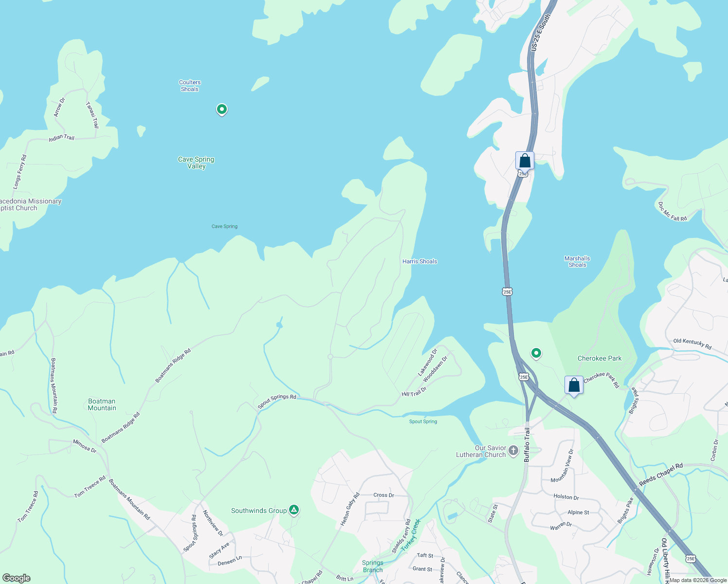 map of restaurants, bars, coffee shops, grocery stores, and more near 2447 Starboard Crest Road in Morristown