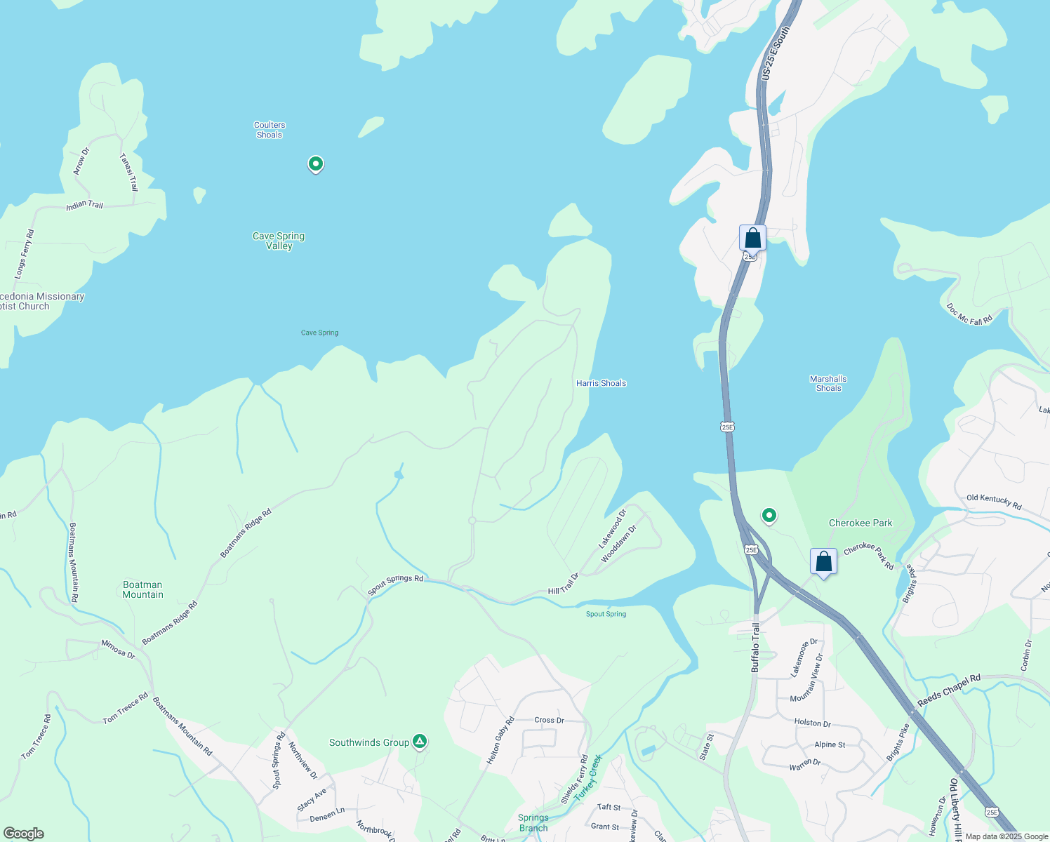 map of restaurants, bars, coffee shops, grocery stores, and more near 2447 Starboard Crest Road in Morristown