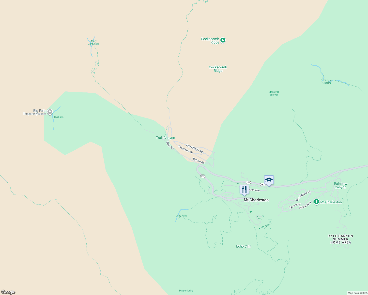 map of restaurants, bars, coffee shops, grocery stores, and more near Crestview Drive in Paradise