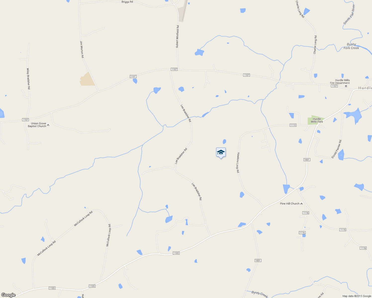 map of restaurants, bars, coffee shops, grocery stores, and more near Lee Bradsher Road in Hurdle Mills