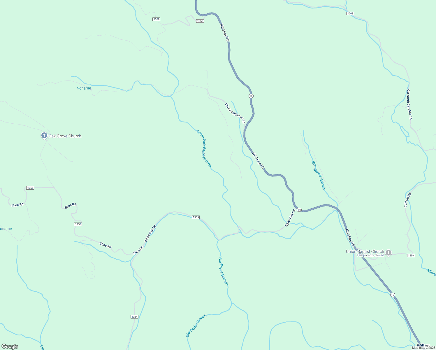 map of restaurants, bars, coffee shops, grocery stores, and more near 820 Luther Ridge Drive in Millers Creek