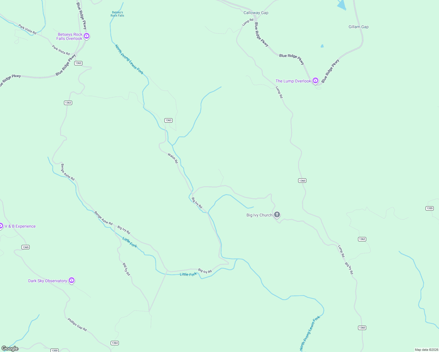 map of restaurants, bars, coffee shops, grocery stores, and more near 5600 Big Ivy Road in Purlear