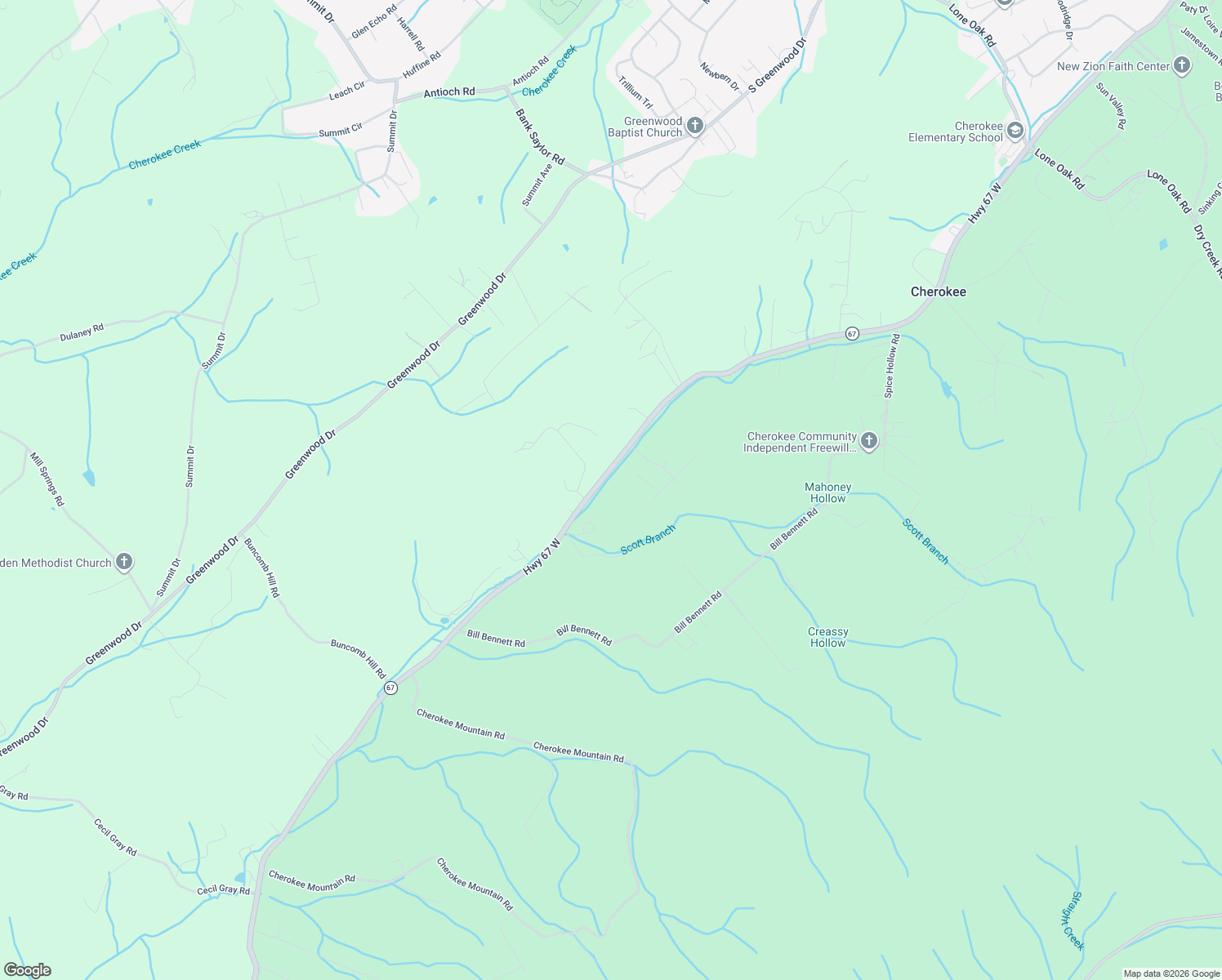 map of restaurants, bars, coffee shops, grocery stores, and more near 2933 Cherokee Rd in Johnson City
