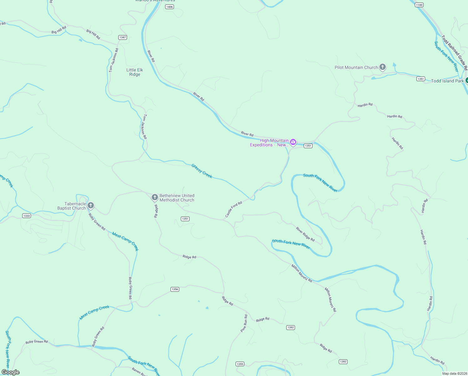 map of restaurants, bars, coffee shops, grocery stores, and more near 3767 Castle Ford Road in Boone
