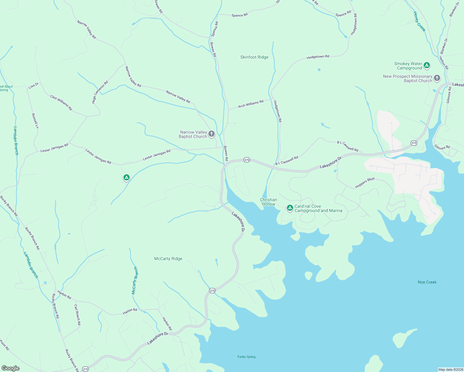 map of restaurants, bars, coffee shops, grocery stores, and more near 195 Ernie Roberts Road in Rutledge