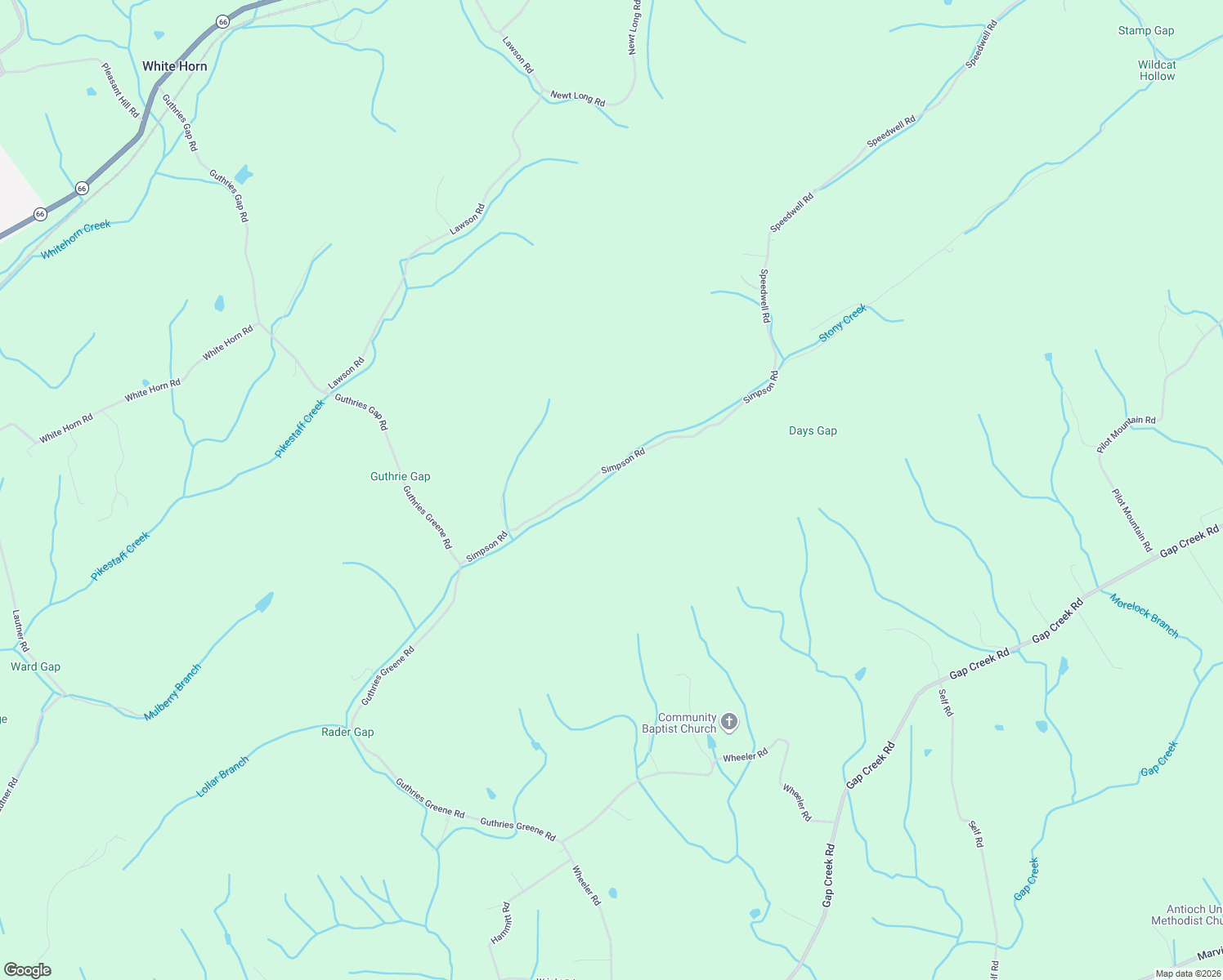 map of restaurants, bars, coffee shops, grocery stores, and more near 415 Simpson Road in Bulls Gap