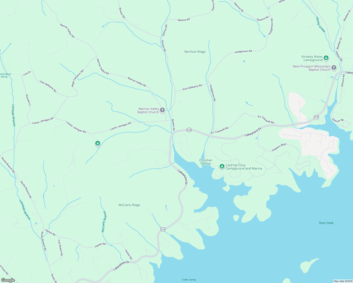 map of restaurants, bars, coffee shops, grocery stores, and more near 195 Ernie Roberts Road in Rutledge