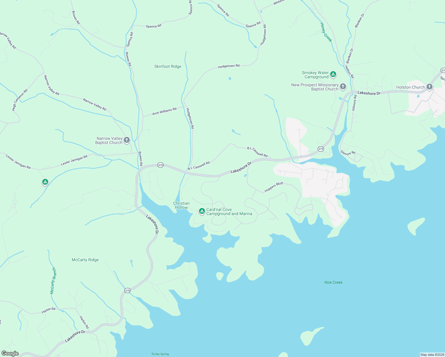 map of restaurants, bars, coffee shops, grocery stores, and more near 7497 Lakeshore Drive in Rutledge